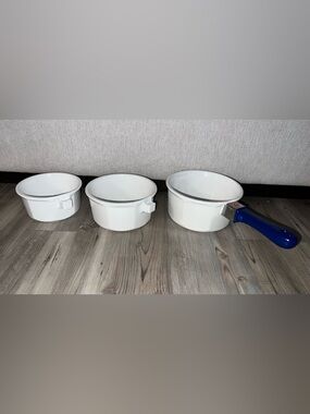 (3) Princess House Nouveau Cookware  Sauce Pans Pots Blue Acroflam Handle